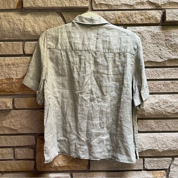 James Perse Canyon 100% Linen Button Up Shirt & Short Set Silt Pigment 2 Medium - Picture 7 of 12